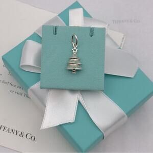 Tiffany & Co. Christmas Tree Pendant Charm Blue Enamel Sterling Silver Gift Box